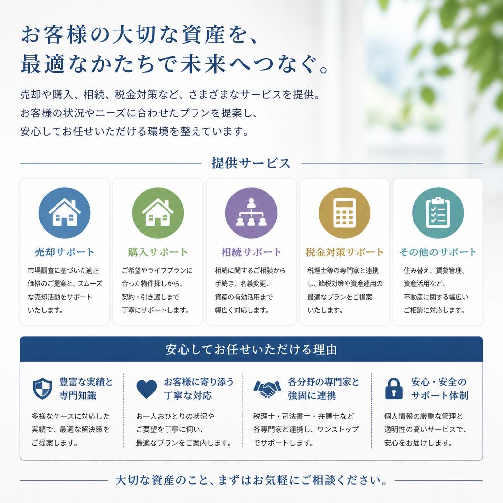 多様なサービスで安心サポート