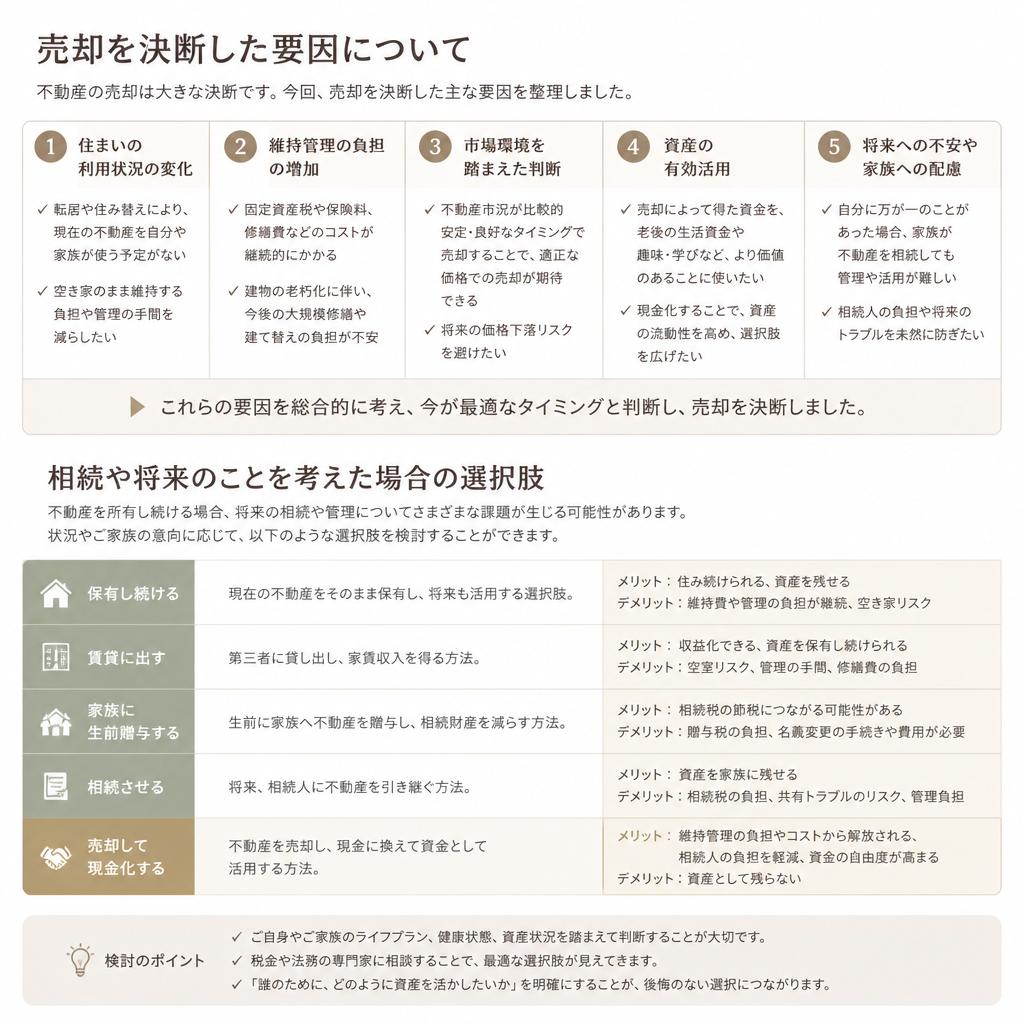 売却の決断を支えた要因