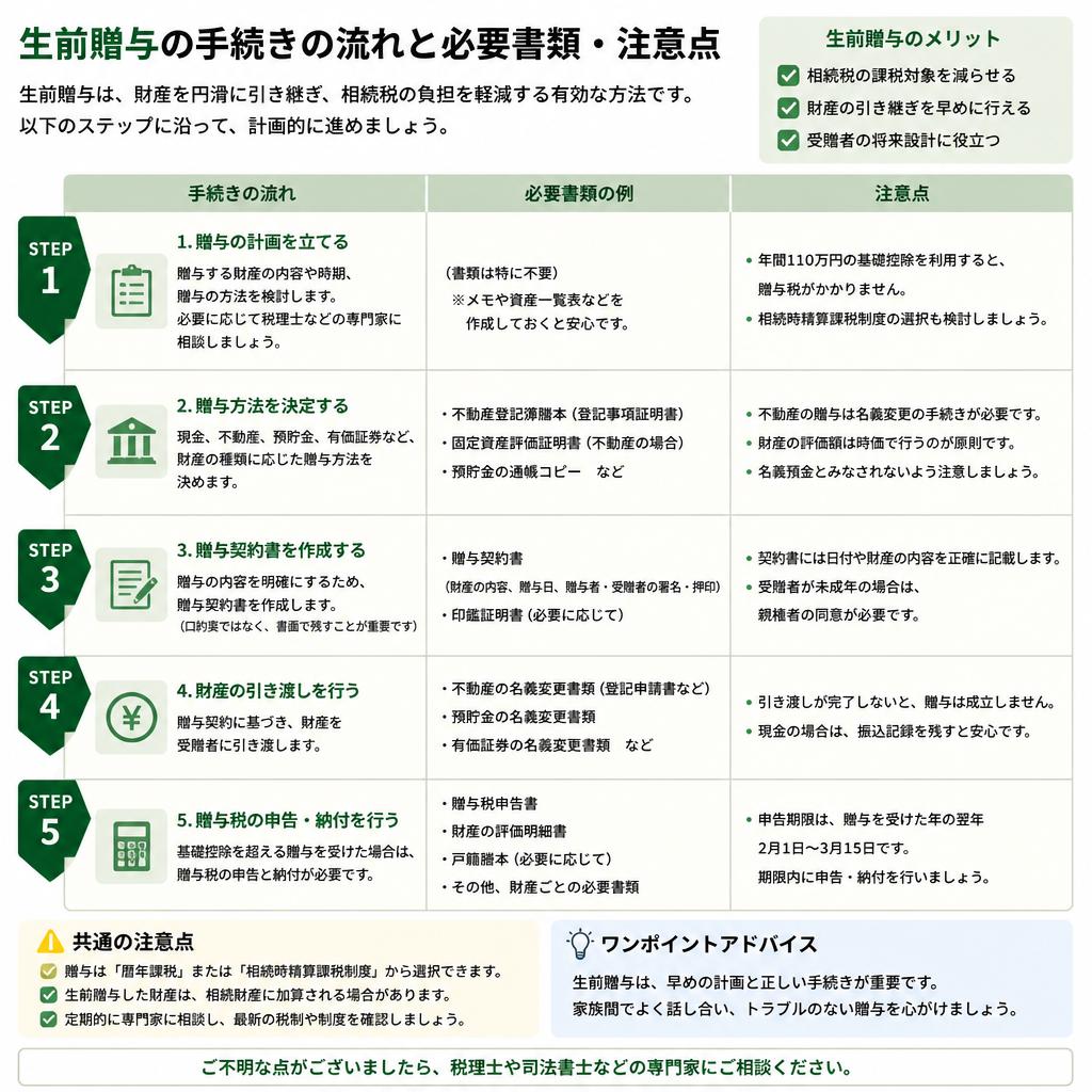 生前贈与手続きの流れ