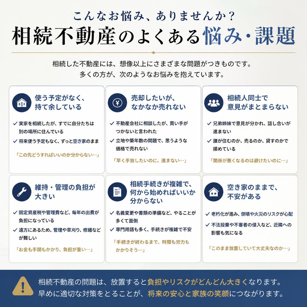 相続不動産の悩みとは？